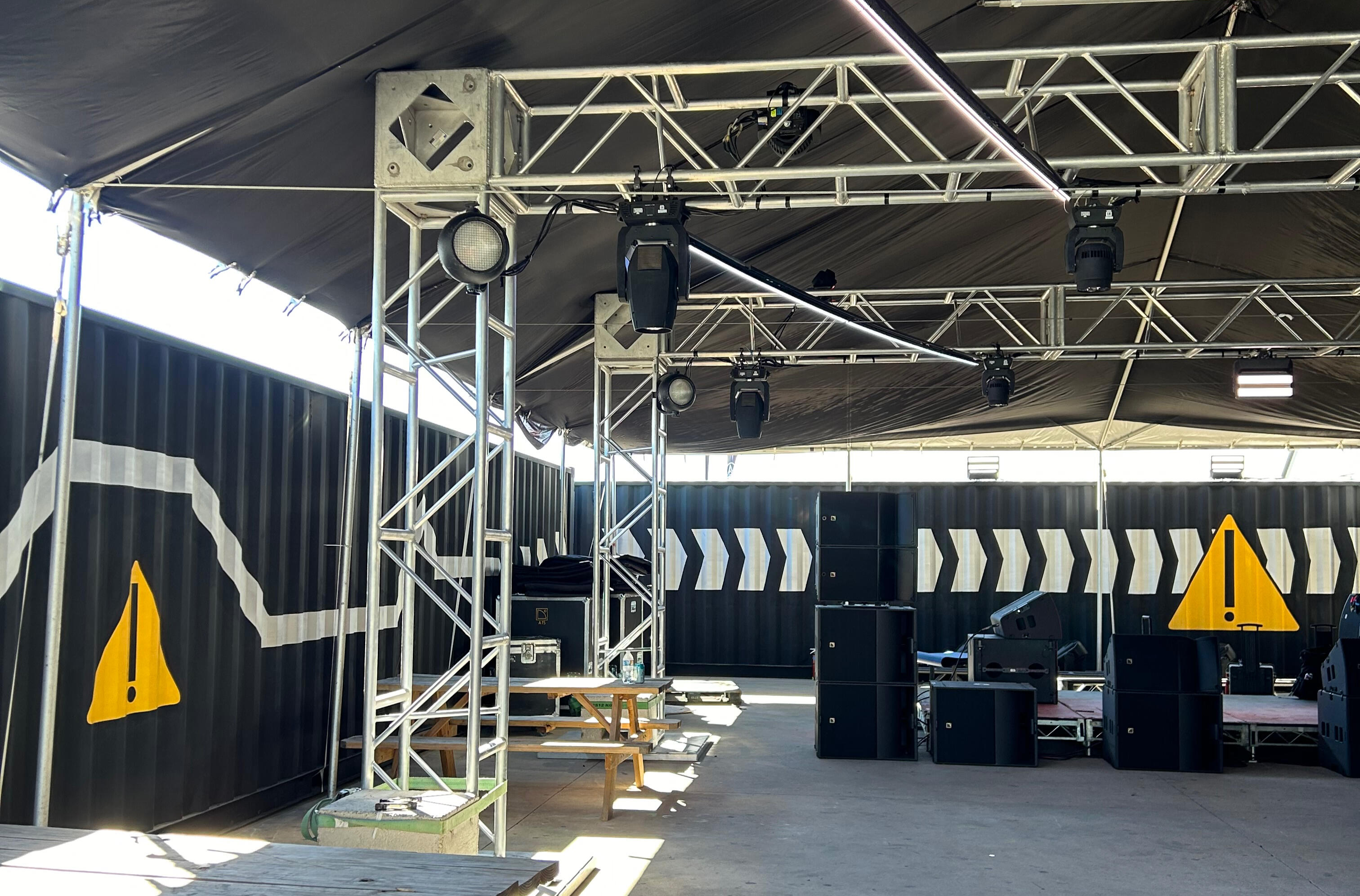 'Silver Line' - Oversized Warning Glyphs Detail. Austin Texas, 2024.